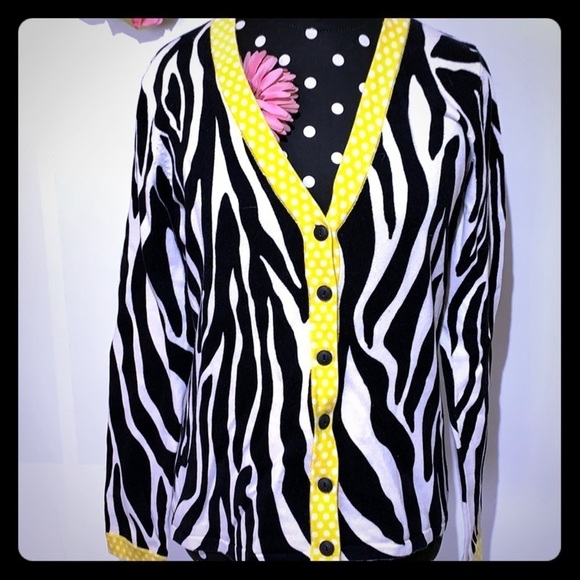 🌸 Foxcroft Zebra Print Cotton Sweater - Picture 1 of 6